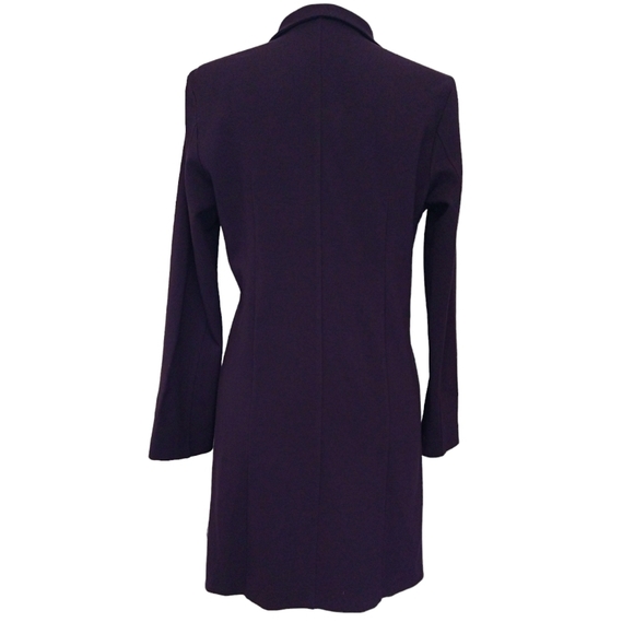 Eileen Fisher Purple Ponte Knit Belted Self Tie Coat Pockets Stretch Classic - Picture 2 of 10